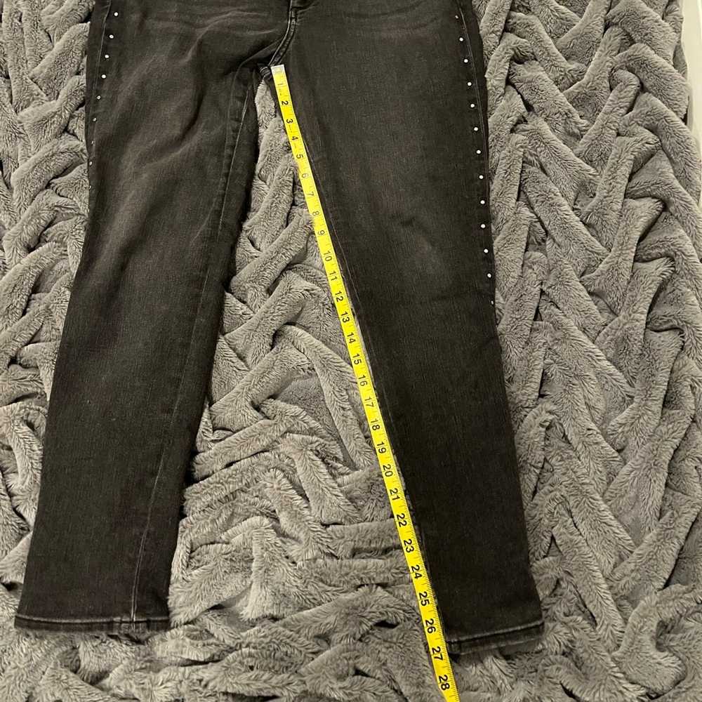 NYDJ Women's Black Skinny Jeans with Stud Details Size 12P - Picture 11 of 14